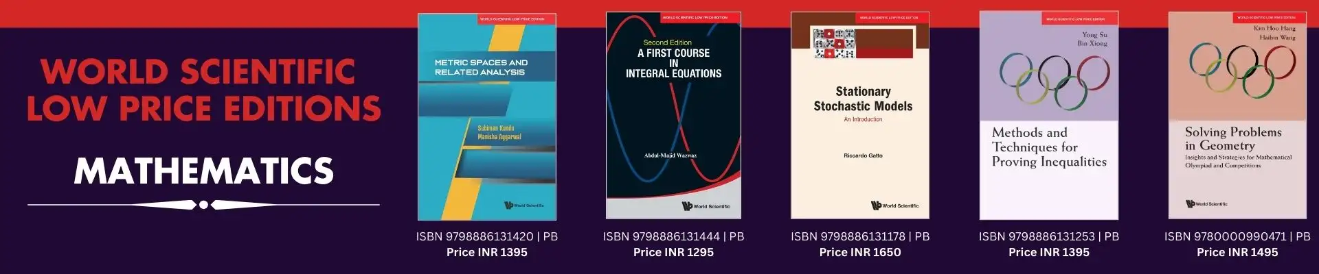 Website banners with Mathematics titles